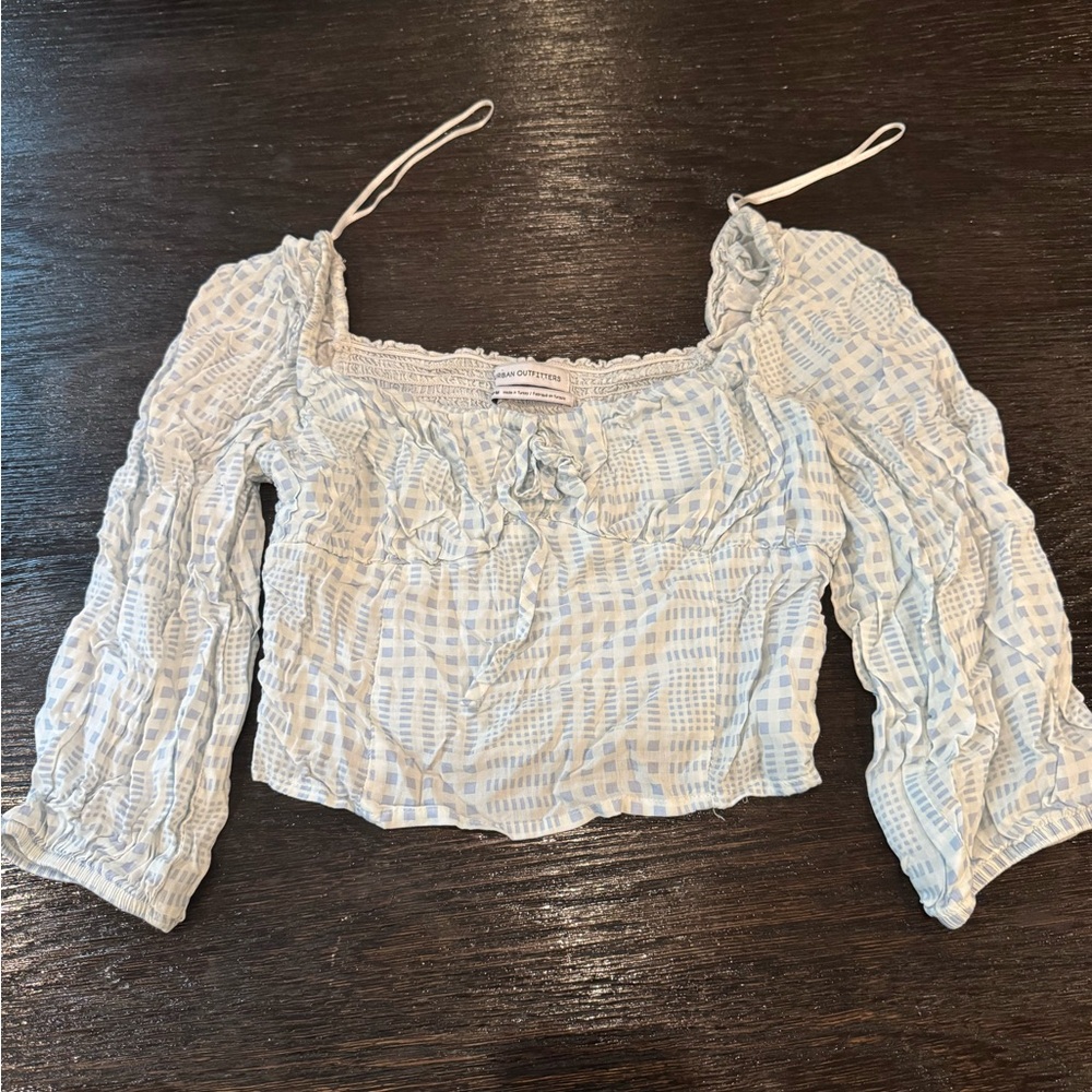 Urban Outfitters Light Blue Gingham Blouse
